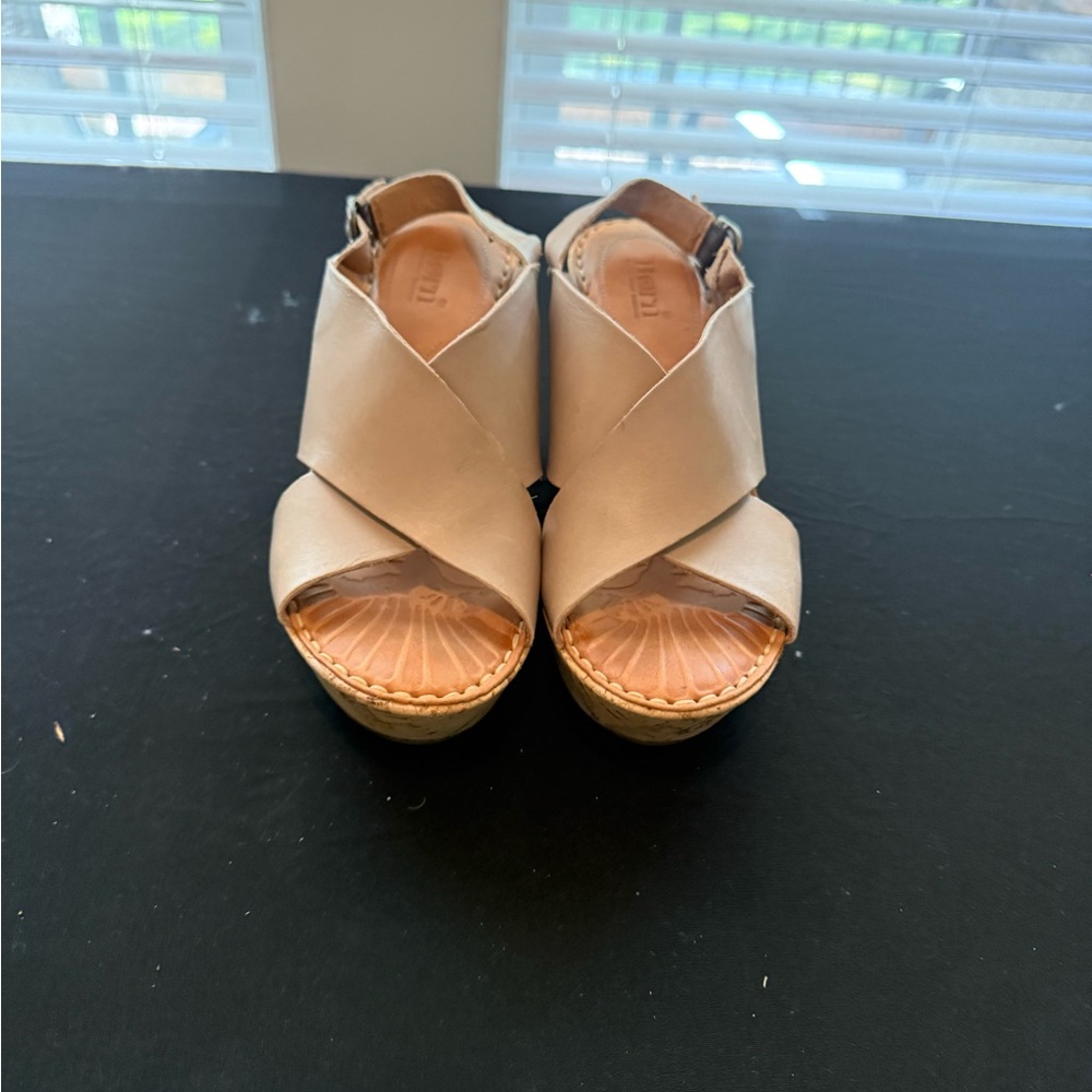 Born Cream Wedge Sandals